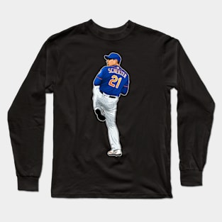 Max Scherzer #21 Throw A Pitch Long Sleeve T-Shirt